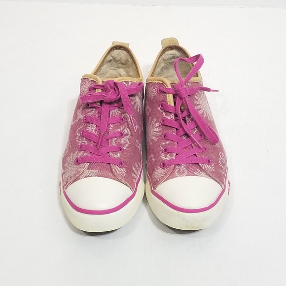 UGG Evera Denim Logo Print Sherpa Lined Sneakers in Pink Womens Size 8.5 - Picture 9 of 11